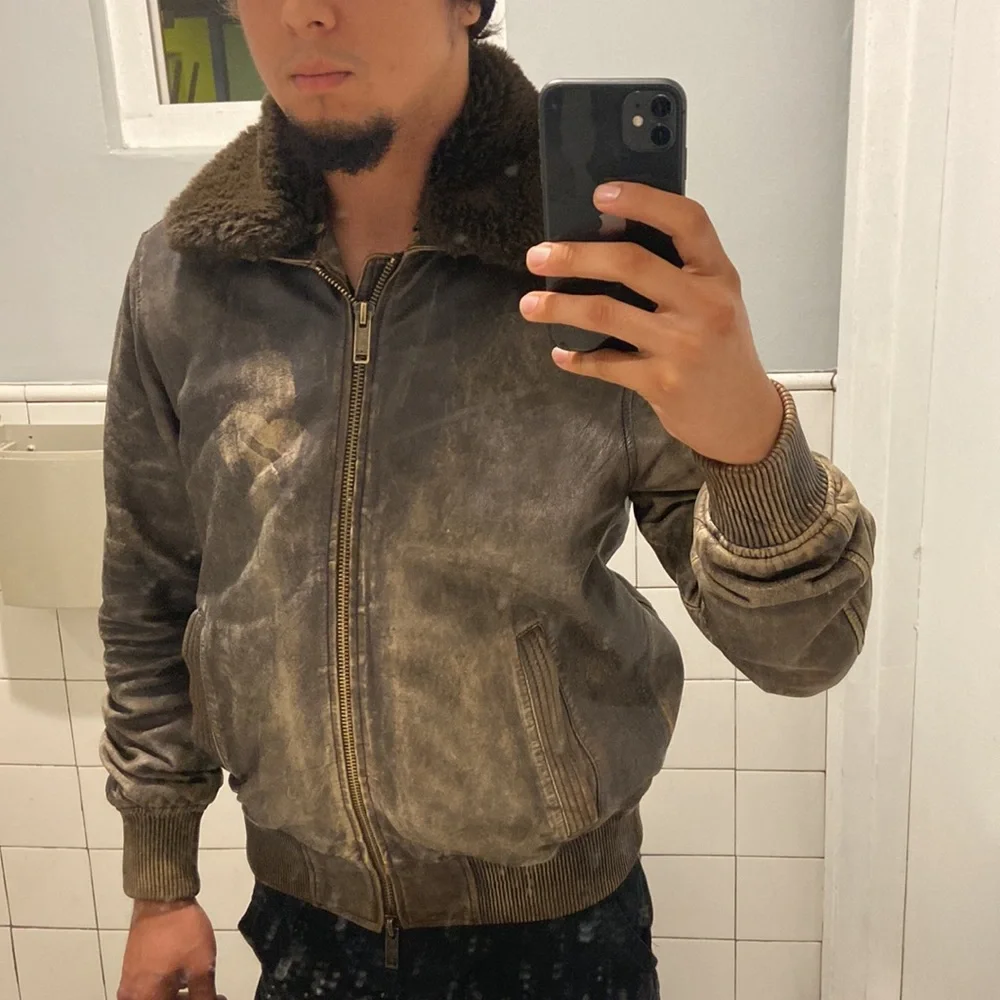 John Varvatos fur neck leather jacket from Bloomingdale’s - Picture 7 of 8